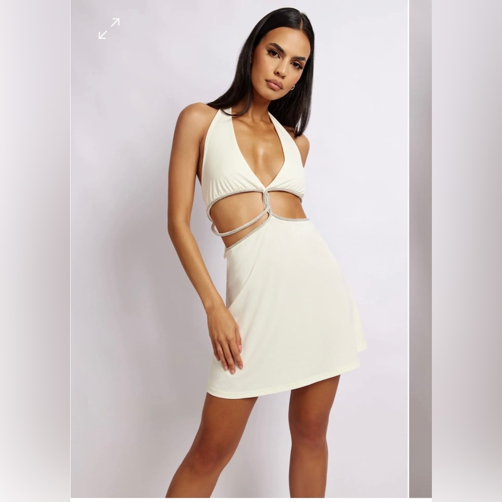 White XXL Meshki NICHA
Halter Mini Dress With Cut Outs - Bone